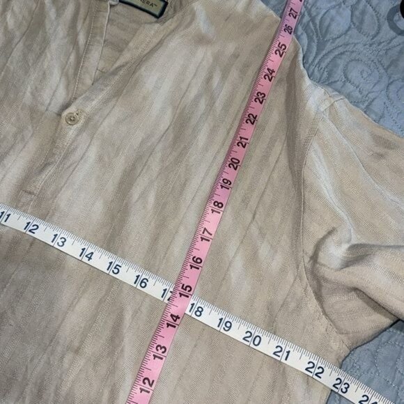 Havanera Beige Striped Long Sleeve Shirt L Ramie/Rayon - Picture 10 of 10